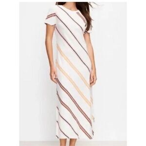 Lou & Grey Slub Knit Midi Dress‎ Cream Stripe size medium